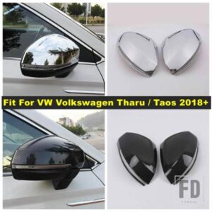 ABS製車外側ドアバックミラーカバートリム VW フォルクスワーゲン THARU / TAOS 2018 - 2023 用 ブライト / カーボンアクセサリー