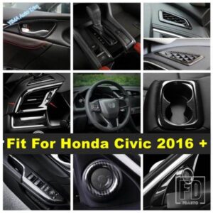 ホンダシビック2016-2020用 ピラーAスピーカー/ガラススイッチ/エアアウトレット装飾カバートリム カーボンインテリアアクセサリー