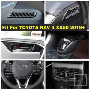 カーボン製オートギアシフトヘッド/ヘッドライトスイッチ/エアアウトレットアクセサリーカバートリム TOYOTA RAV4 RAV 4 XA50 2019 - 2024