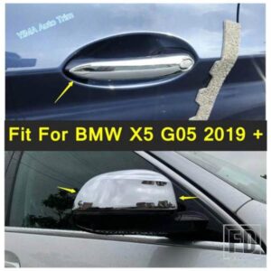 クローム/カーボンルック カーサイドドアハンドル/バックミラーシェル装飾カバートリムアクセサリー BMW X5 G05 2019 - 2024用