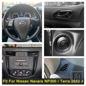 日産ナバラNP300 / テラ2017 - 2021用カーボンルックインテリアセントラルコントロールダッシュボード / ウィンドウリフトスイッチカバートリム