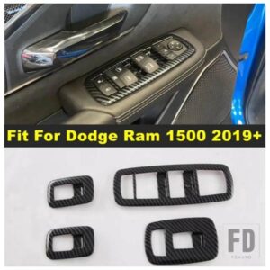車内ドア窓ガラスリフトボタンスイッチ装飾フレームABSアクセサリーカバートリムDODGE RAM 1500 2019-21に適合