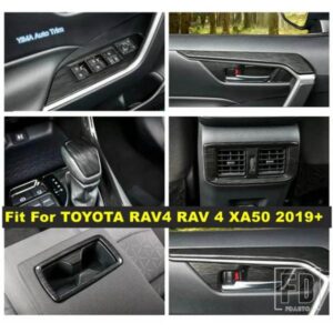 ABS製ドアモールディングアームレスト/窓ガラス/ステアリングホイールフレームアクセサリーカバートリム TOYOTA RAV4 RAV 4 XA50 2019 - 2024