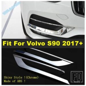 光沢スタイリングフロントバンパーフォグランプランプ装飾モールディングカバーフレームトリムボルボS90 2017 2018 2019外装アクセサリー