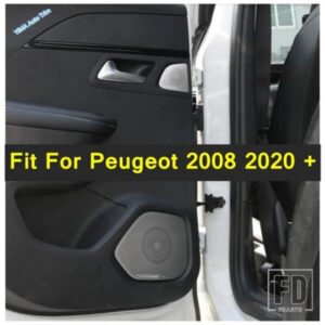 ドアとリアドアノブハンドルボウルステレオスピーカーツイーターカバートリムフィットプジョー2008 2020 - 2022ステンレスインテリア