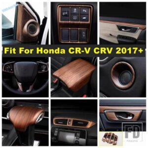 木目調カーエアコンベント/ピラーAスピーカーツイーター/ヘッドライトスイッチアクセサリーカバートリム ホンダCR-V CRV 2017-2022用