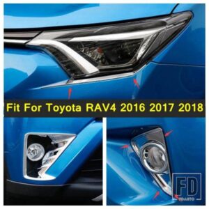 オートスタイリング クローム フロントヘッドライト ヘッドライトランプ アイブロウストリップカバートリム ABS外装 トヨタ RAV4 RAV 4 2016 2017 2018用