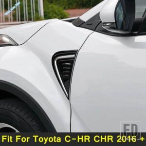 トヨタ C-HR CHR 2016 - 2022 ブラック / クローム 外装カスタムアクセサリー用 シャークギルズ トリムステッカー カーリーフボード装飾