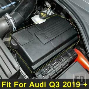 ブラック オートエンジンフード バッテリーアノード マイナス電極カバーキャップ AUDI Q3 2019 - 2024 インテリアアクセサリーに適合
