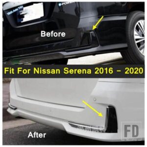 クロームカースタイリングリアテールフォグランプランプアイブロウカバートリム2PCS外装アクセサリー日産セレナ2016-2020に適合