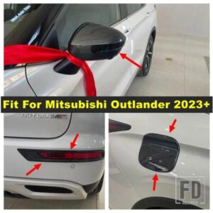 三菱アウトランダー2023 2024 2025用カーボン製車用バックミラー/フォグランプ/オイルガスタンクアクセサリーカバートリム