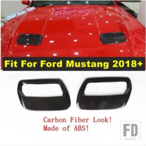 ABS製 カーエンジンフード エアコン ACベントアウトレットカバートリム フォード マスタング 2018 2019 2020 カーボン外装アクセサリー