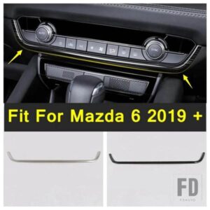 カースタイリング ACパネル エアコンコントロールノブ 装飾ステッカー インテリアモールディング マツダ 6 2019-2024 /ブラック ブラッシュド