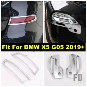 BMW X5 G05 2019 - 2024用 オートフロントフォグランプランプカバートリムリアバンパーフォグランプフレームモールディングステッカー クロームアクセサリー