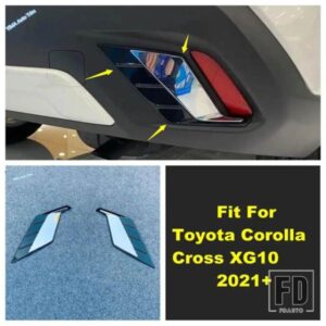 トヨタ カローラ クロス XG10 2021 - 2024 用 オート リアバンパー フォグランプ ランプ アイブロウ フレーム 装飾 カバー トリム ABS クローム
