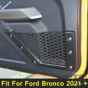 ABS製オートインナードア収納ボックスバッグポケットオーガナイザーホルダーネット装飾フレームカバートリムアクセサリー フォードブロンコ 2021-2024年式用
