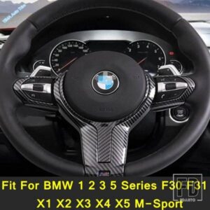 カーアクセサリー ステアリングホイールボタンストリップカバートリム BMW 1 2 3 5シリーズ F30 F31 X1 X2 X3 X4 X5 Mスポーツカーボンに適合