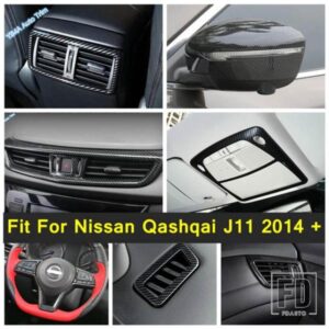 日産 キャシュカイ J11 2014 - 2020 用 カーボンルックアクセサリー ルーフ上部読書灯 ランプフレーム ACコンセントベントカバートリム