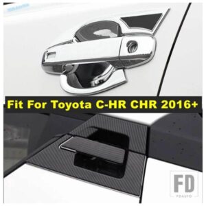オートドアハンドルキャッチドアハンドルボウルカバートリムアクセサリーカーボン/光沢トヨタC-HR CHR 2016-2021用