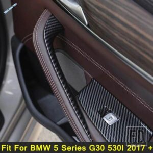カーボンルック 車内ドアパネル ハンドルバー 装飾 ストライプ カバー トリム ABS アクセサリー BMW 5シリーズ G30 530I 2017-2023用