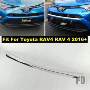 クローム カーフロントバンパー ミドルグリルストリップ デコレーションカバートリム トヨタ RAV4 RAV 4 2016 - 2018 ABSアクセサリー