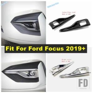 クロームカースタイリングフロントフォグランプフォグランプカバートリムフォードフォーカス2019-2024 ST-LINE外装リフィットアクセサリーに適合