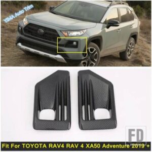 トヨタ RAV4 RAV 4 XA50 アドベンチャー 2019-21 車用 フロントバンパー フォグランプ ランプフレーム カバートリム カーボン / 光沢