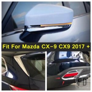 クロームバックミラーストリップリアフォグランプフレームウィンドウスポイラーカバートリムマツダCX-9 CX9 2017 - 2022外装に適合