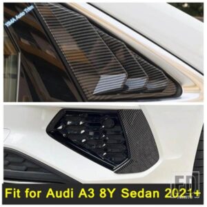 車用サイドベントウィンドウスクープルーバー/リアフォグランプデコレーションパネルカバートリムABSアクセサリー AUDI A3 8Y SEDAN 2021-2024用