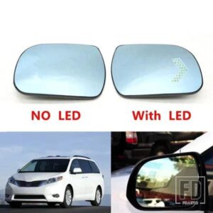 トヨタ シエナ 2011-2019 用 LED ランプ加熱付きブルーガラスレンズ付き車用バックミラー