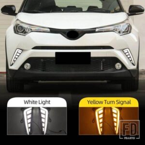 トヨタ C-HR CHR 2016-19用 LED DRL デイタイムランニングライト 1セット ダイナミックイエローウィンカーフォグランプ付き