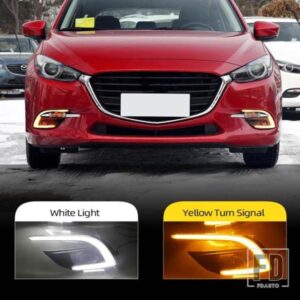 マツダ3 マツダ3 アクセラ 2017 2018年式用 DRL デイタイムランニングライト フォグランプカバー ヘッドライト 12V デイライト ウィンカー付き