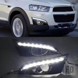 2個のウィンカーリレーカースタイリング12V LED DRLデイタイムランニングライトフォグランプホール付きシボレーキャプティバ2011 2012 2013用