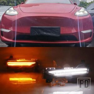 テスラ モデル3 モデルY 2017-22用カーDRLデイタイムランニングライトLEDデイライトフォグランプウィンカー