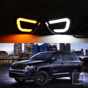 ジープ コンパス 2011-16 LED DRL デイライト デイタイムランニングライト フォグランプ ウィンカー付き