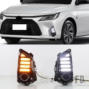トヨタ ヤリス ATIV VIOS 2022 2023用 LEDデイタイムランニングライト ダイナミックウィンカーリレー DRL デイライト フォグランプカバー
