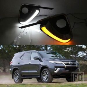 トヨタ フォーチュナー 2015-20 用フォグランプ LED DRL デイタイムランニングライト イエローウィンカー付き
