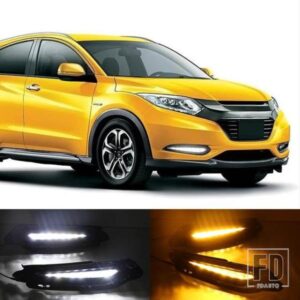 HONDA HRV HR-V 2015-18用 イエローウィンカーリレー付き 防水車用 DRL LED デイタイムランニングライト フォグランプ
