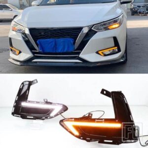 車用LEDデイタイムランニングライトアクセサリー防水DRL日産セントラシルフィ2019-22フォグランプカバーウィンカー