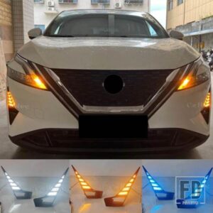 車用LED DRL 日産 QASHQAI J12 2023 2024 デイタイムランニングライト フォグランプカバー ウィンカー付き デイライト