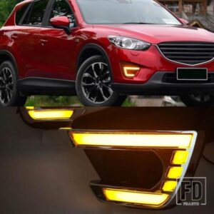 マツダ CX-5 CX5 2012-16用 オートDRL 1ペア LEDデイタイムランニングライト イエローウィンカーフォグランプ付き