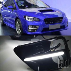 1ペア 車用 LED DRL デイタイムランニングライト スバル WRX STI 2015 2016 2017 イエローウィンカースタイルリレーフォグベゼルカバー