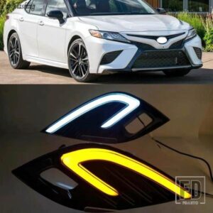 トヨタ カムリ 2018 2019 2020 XSE SE DRL LEDフォグランプ デイタイムランニングライト ホワイトドライビングライト イエローウィンカー付き