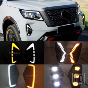 日産ナバラNP300フロンティア2020-23用デイタイムランニングライトDRLドライビングフォグランプ防水ウィンカーイエロー