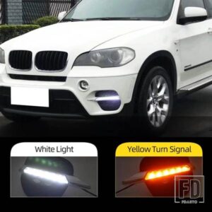 BMW X5 E70 2011 2012 2013用 カーフラッシュ DRL 1ペア デイタイムランニングライト デイライト 車用 LED フォグランプカバー ウィンカー付き