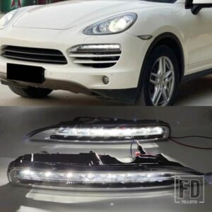 ポルシェ カイエン 2011-14 用フロントバンパー デイタイムランニングライト LED DRL ドライビングフォグランプ ウィンカーランプ