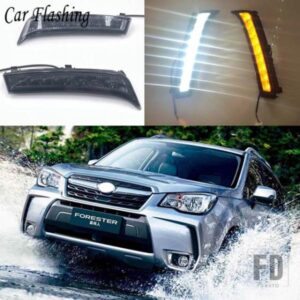 スバル フォレスター 2013-18用 2個 車用LED DRL デイタイムランニングライト イエローウィンカーフォグランプ付き