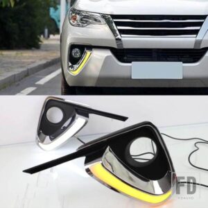LED DRL デイタイムランニングライト フォグランプカバー グリルフレーム フォグランプ トヨタ フォーチュナー 2015-20用