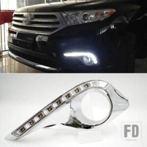 トヨタ ハイランダー 2012 2013 2014 用 車用 LED DRL デイタイムランニングライト フォグヘッドランプカバー ウィンカー付き 1ペア