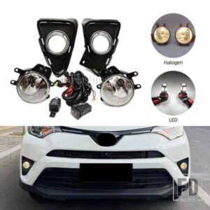 車用LEDフォグランプ トヨタ RAV4 2016 2017 2018 ヘッドライト フォグランプ ケーブル スイッチ グリル カバー ハロゲン フォグランプ フレーム